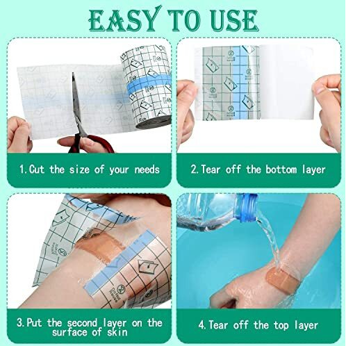 Hannea Freely Cut Transparent Stretch Adhesive Bandage Dressing Pu Film Wound Waterproof Sticker Good For Wound Healing Both For People Or Pets Dressing Pads Tattoo Aftercare Bandage(6 * 393Inch)