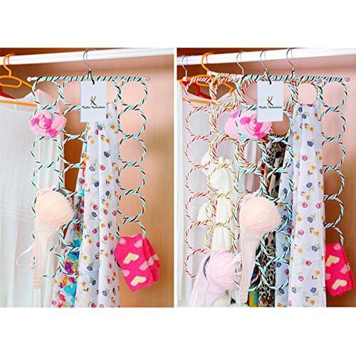 Kuber Industries Single Piece 28 Rings Folding Rope Hanger For Scarf, Belts, Shawls, Ties And More (Random Color) - Ki19590
