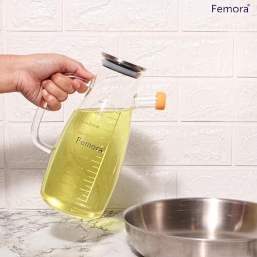 Femora Oil Dispenser | Glass Oil Bottle | 1 Year Warranty | Cooking Oil Dispenser 1000Ml Pack Of 1 Oil Bottle