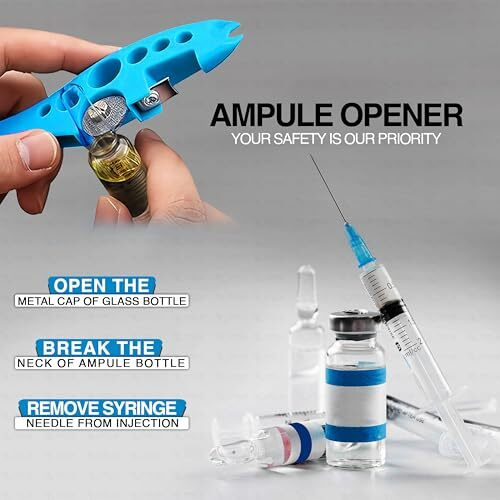 Otica Ampoule Cutter For Doctors Nurse, Glass Bottle Cap Remover Cutter Ampule Breaker For Hospital And Clinic (Blue)