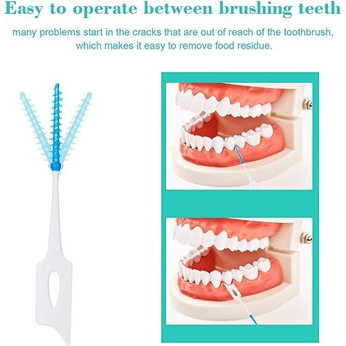 Street27 160 Pcs Interdental Manual Adult Brush Ultra Tight Bristles Tooth Flossing Head Oral Dental Hygiene Brush Tooth Pick Flosser Toothpick Sticks (Green, 160Pcs)