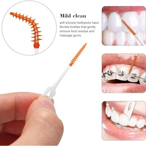 Street27 160 Pcs Interdental Manual Adult Brush Ultra Tight Bristles Tooth Flossing Head Oral Dental Hygiene Brush Tooth Pick Flosser Toothpick Sticks (Green, 160Pcs)