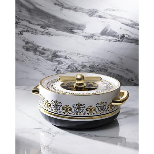 Selvel Elegance Casserole | Advanced Pu Insulation | Elegant Design Hot Pot | Hot Case Keeps Food Hot & Fresh For Hours | Serve Chapati, Roti, Biryani And More (Royal Coral Black, 1700)