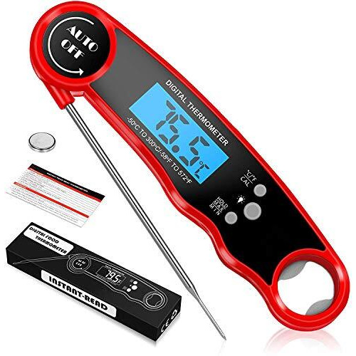 Cason (Device Of C) -Abs Proffesional Waterproof Digital Lcd Cooking Food Thermometer/Kitchen Thermometer For Cooking Bbq/Barbeque Thermometer Temperature Test Pen (Red), Abs