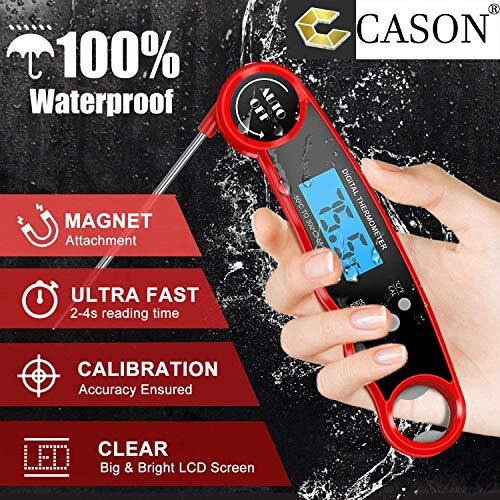 Cason (Device Of C) -Abs Proffesional Waterproof Digital Lcd Cooking Food Thermometer/Kitchen Thermometer For Cooking Bbq/Barbeque Thermometer Temperature Test Pen (Red), Abs