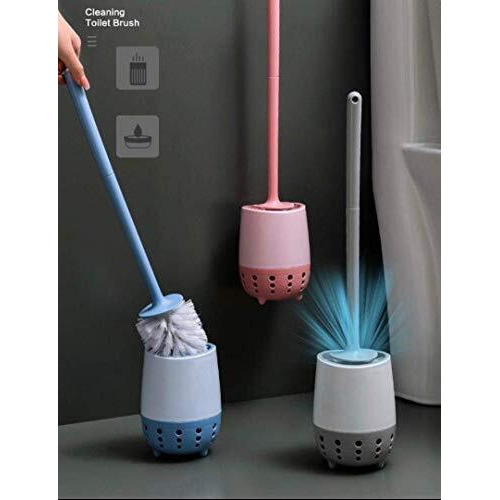 Homecloud Silicone Toilet Brush | Wall Mounted Toilet Cleaning Brushes |Brushes For Bathroom Cleaning Japanese Modern With Soft Bristle Can Also Be Wall Hanged.With Holder (Grey)