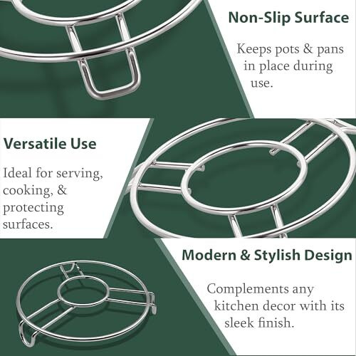 Unify 3 Pieces Stainless Steel Trivets Hot Pot Mat Stand For Kitchen Utensil Vessel Holder/Dining Table/Cooker Ring/Cooling Steaming Rack Stand/Round Pads Holder Cookware Fit (Size-6,7, 8)
