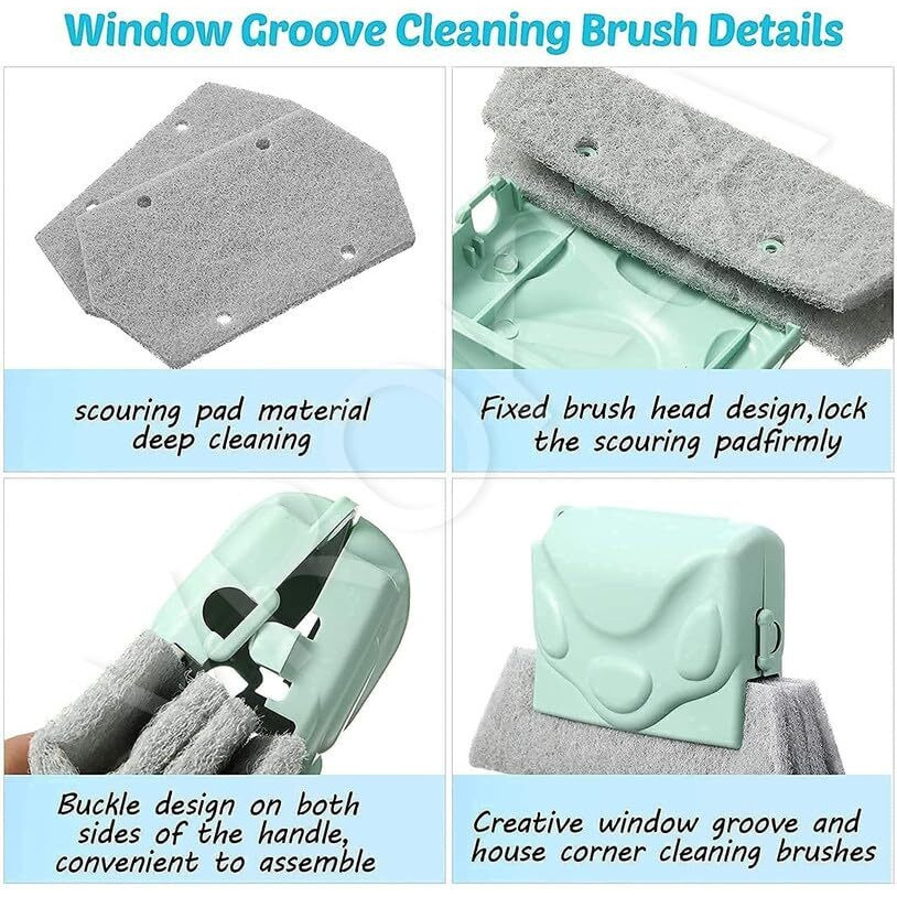 Vrokla Double Combo Of Window Groove Frame Cleaning Brush& Dust Cleaning Brush For Window Slot Keyboard With Mini Dustpan Door Track Cleaning Tool For All Corners Edges Gaps(Multicolour) Pack Of 2