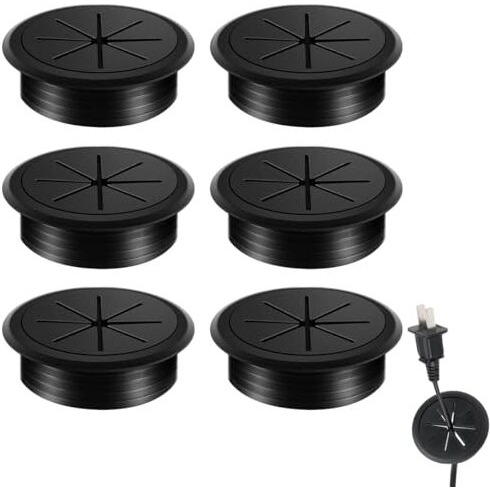 Serplex 6Pcs Desk Grommets 2 Inches Round Rubber Cable Grommets Desk Cable Hole Covers Multi Cable Organizers Office Decorative Desk Grommets For Power Cords