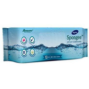 Dignity Spongee Soft Body Cleansing Wet Wipes For Adult, 240X300 Mm, 10 Wipes/Pack (Pack Of 12), 120 Wipes
