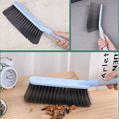 Kpng Soft Bristle Cleaning Brush Hand Brushs Bed Hair Dust Removal Scrubber Cleaner For Family Trip Sofa Furniture (Pack Of-1, Blue)