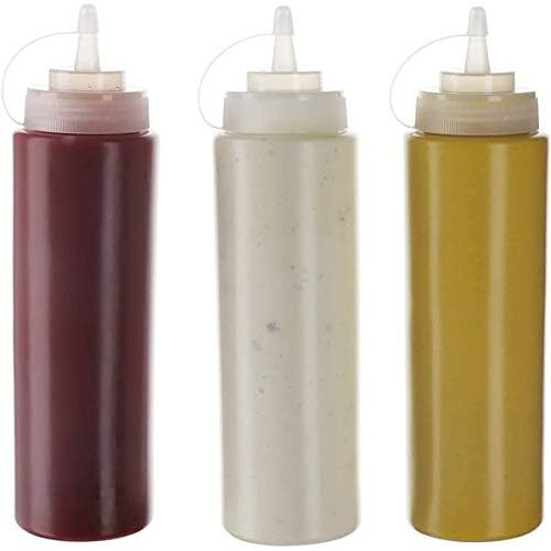 Daome Plastic Squeeze Bottle Ketchup Mustard Honey Sauce Dispenser Bottle - 650 Ml (6Pcs)