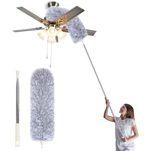 Ub Unity Brand Microfiber Feather Duster Bendable & Extendable Fan Cleaning Mop With Long Rod100 Inches Expandable Pole Handle Washable Duster For High Ceiling Fans,Window Blinds, Furniture (Xl)