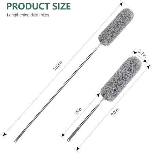 Ub Unity Brand Microfiber Feather Duster Bendable & Extendable Fan Cleaning Mop With Long Rod100 Inches Expandable Pole Handle Washable Duster For High Ceiling Fans,Window Blinds, Furniture (Xl)