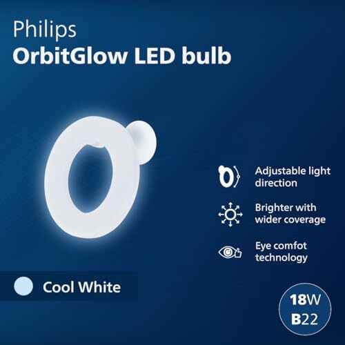 Philips 18W B22 Led O - Bulb | Orbitglow O Shape Bulb For Home, Office & Commercial Spaces | Colour  Cool Day Light, Pack Of 1