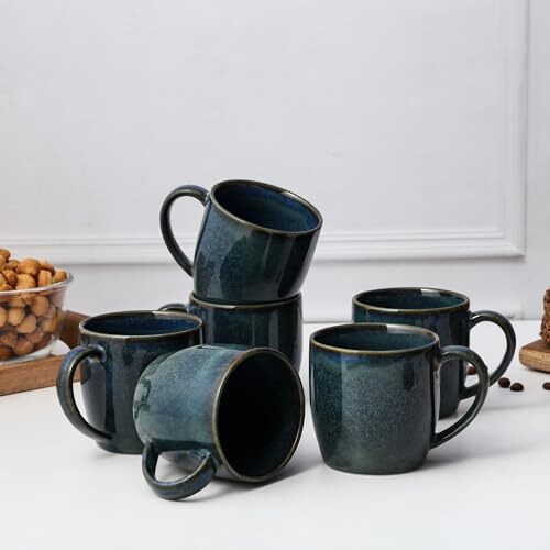 Zynkraft Tea Cup | Coffee Mug Porcelain Ceramic - Microwave Safe Chai/Tea/Coffee Mug - Tea Cups Set Of 6 Ideal For Gift, Capacity - 240Ml Each (Blue)