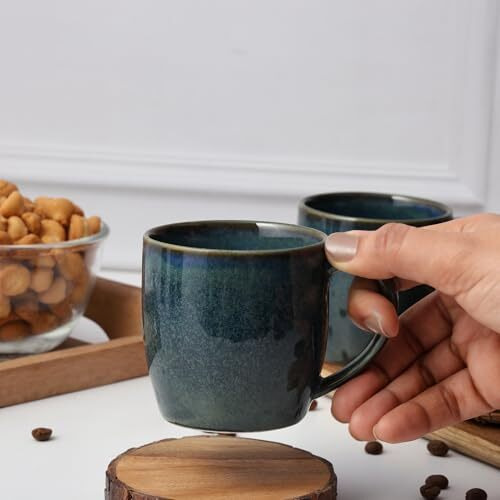 Zynkraft Tea Cup | Coffee Mug Porcelain Ceramic - Microwave Safe Chai/Tea/Coffee Mug - Tea Cups Set Of 6 Ideal For Gift, Capacity - 240Ml Each (Blue)