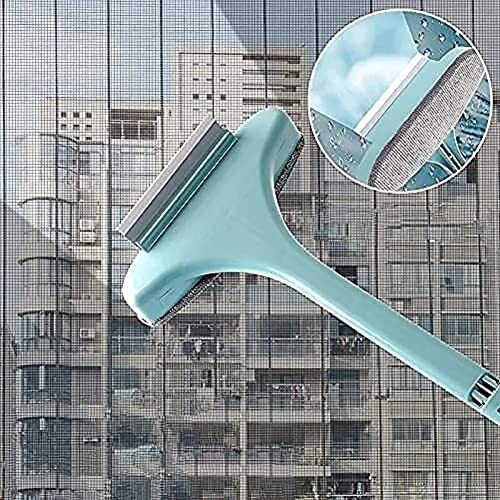 Zebreoline 2 In 1 Window Mesh Cleaning Brush With Long Handle Glass Cleaning Wiper Glass Window Cleaning Tools Mesh For Window Cleaner Mirror Cleaner Double-Sided Window Cleaner Window Mesh Cleaner