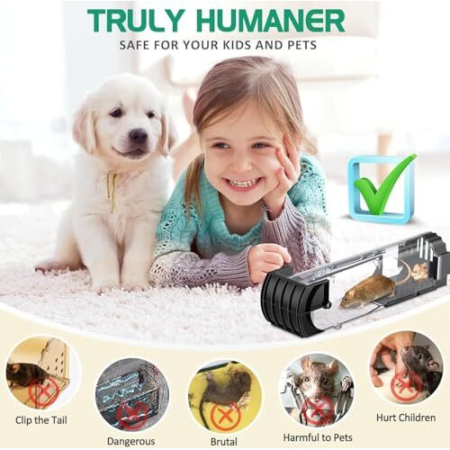 Big Rat Trap Cage For House Garden Patio, Transparent Mouse Trap Enlarged No Kill Reusable Catch And Release Smart Rat Catcher Trap For Home, Rodent Trap For Mice.