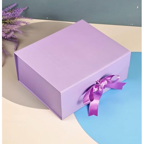 Satyam Kraft 1 Pcs Multipurpose Decorative Folding Paper Gift Box With Ribbon | Premium Rectangular Cardboard Box For Engagement,Wedding,Birthday, Anniversary,Return Gift | Gift For Him/Her (Purple)