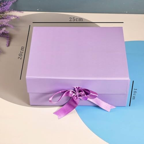 Satyam Kraft 1 Pcs Multipurpose Decorative Folding Paper Gift Box With Ribbon | Premium Rectangular Cardboard Box For Engagement,Wedding,Birthday, Anniversary,Return Gift | Gift For Him/Her (Purple)