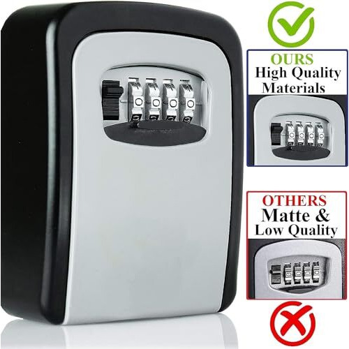 Inditradition Wall Mounted Mettalic Key Lock Box For Indoor & Outdoor | Key Hider Box With Combination Lock (12X9X4 Cm, Grey/Black)