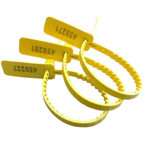 Raibex Container Seal Tag Plastic Security Seals One Time Lock Otl Small Size Plastic Grip Seal Pull Tight 100 Pcs (Yellow)