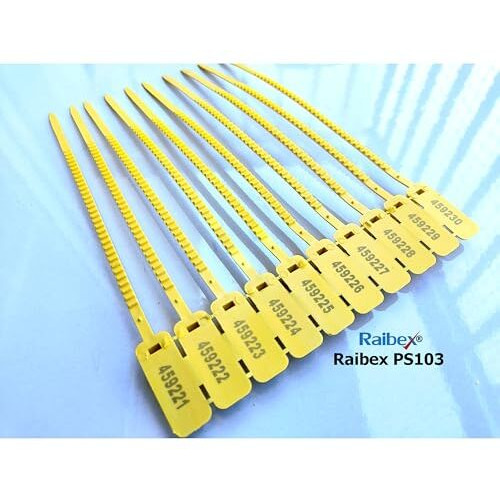 Raibex Container Seal Tag Plastic Security Seals One Time Lock Otl Small Size Plastic Grip Seal Pull Tight 100 Pcs (Yellow)