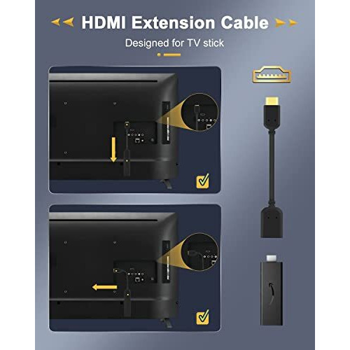 Rodmed High Speed Hdmi Male To Female Extension Cable Hdmi Extender For Fire Tv Stick, Laptop/Pc, Lcd/Led Tv, Xbox, Ps3/Ps4- Black (15Cm)