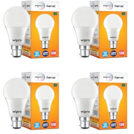 Wipro 10W B22 Led White Bulb, Pack Of 4 (Garnet)