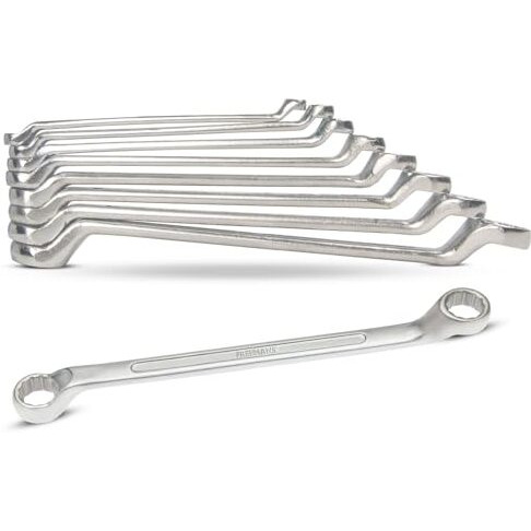 Freemans Rs08 Shallow Offset Combination Ring Spanners - Set Of 8 Piece With Chrome Vanadium Steel And Bright Chrome Panel For Better Resistance To Corrosion