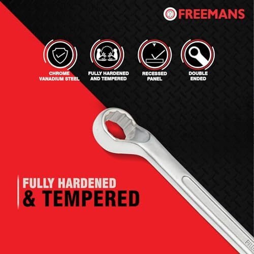 Freemans Rs08 Shallow Offset Combination Ring Spanners - Set Of 8 Piece With Chrome Vanadium Steel And Bright Chrome Panel For Better Resistance To Corrosion