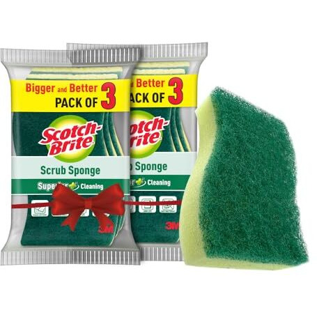 Scotch-Brite Scrub Sponge For Utensil || Cleaning Kitchen Scrubber With Sponge-3N Pack Of 3