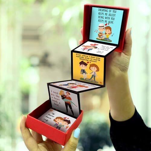 Exciting Lives - Love Messages Popup Romantic Gift Box - Gift For Birthday, Anniversary - For Girlfriend, Boyfriend, Husband, Wife, Friend - 8 X 8 X 2.5 Cm