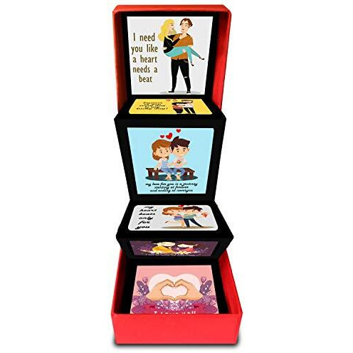 Exciting Lives - Love Messages Popup Romantic Gift Box - Gift For Birthday, Anniversary - For Girlfriend, Boyfriend, Husband, Wife, Friend - 8 X 8 X 2.5 Cm