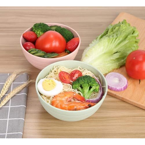Unbreakable Cereal Bowls, Set Of 4 Dinnerware Wheat Straw Fiber Bowls For Serving Soup, Oatmeal, Pasta And Salad - Microwave And Dishwasher Safe Bpa Free (800 Ml)