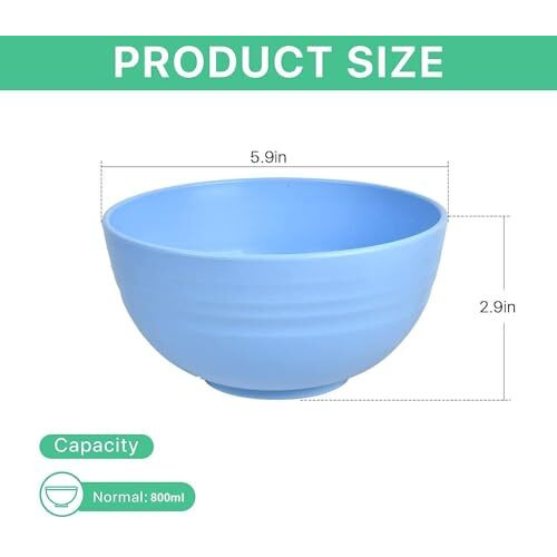 Unbreakable Cereal Bowls, Set Of 4 Dinnerware Wheat Straw Fiber Bowls For Serving Soup, Oatmeal, Pasta And Salad - Microwave And Dishwasher Safe Bpa Free (800 Ml)