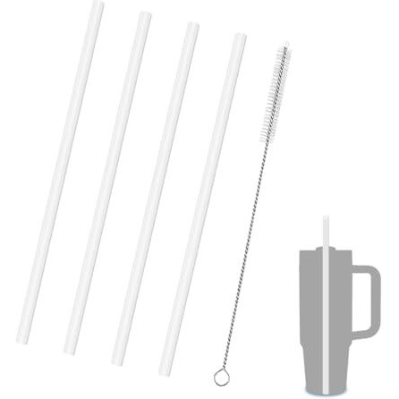 Hasthip 4 Pack Reusable Food Pe Straw Set, Replacement Straws For 40 Oz & Simple Modern Tumbler With Handle With Cleaning Brush For Cup Accessories