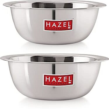 Hazel Stainless Steel Serving Bowl | Snacks Serving And Mixing Bowl Set | Kitchen Accessories Items (Set Of 2, 350 Ml & 550 Ml)