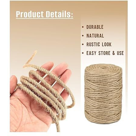 Townbus - 100 Feet / 30 Meters Of 5 Ply Raw Natural Jute Cord | Twine For Arts And Crafts, Packaging Rope, String For Gifts, Diy Crafts