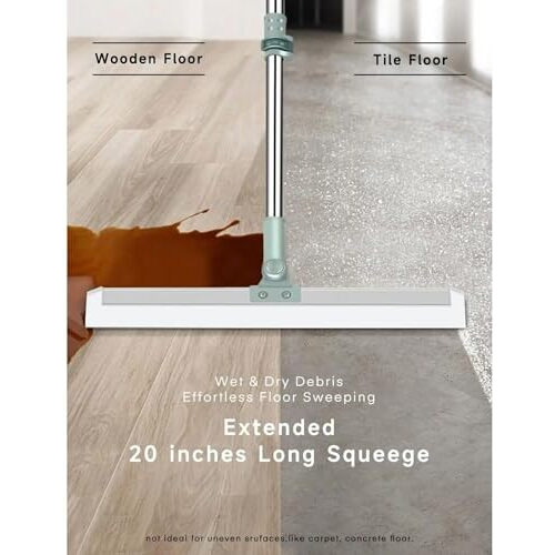 Magic Broom Silicone Floor Wiper  Heavy Duty, Durable & Efficient Floor Cleaning Tool Stainless Steel Extendable Handle Bathroom And Kitchen Squeegee Wiper