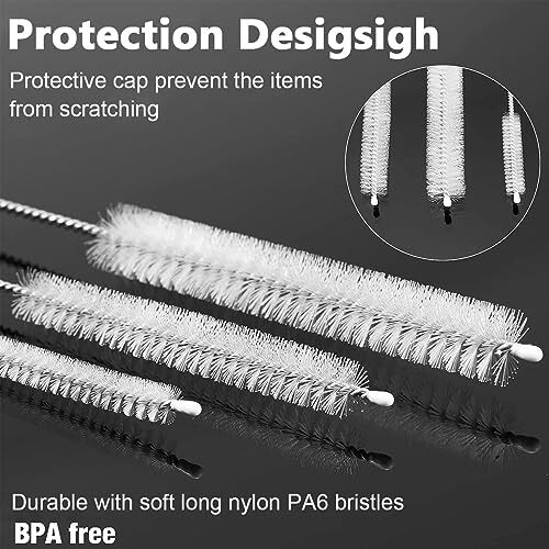 Hasthip 12Pcs Straw Cleaner Brushes, 8 Inch Tube Cleaning Brush And Nylon Pipe Brush Kit For Sippy Cup, Tumbler, Water Bottle, Drinking Straw, White