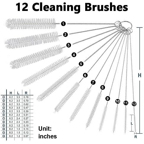 Hasthip 12Pcs Straw Cleaner Brushes, 8 Inch Tube Cleaning Brush And Nylon Pipe Brush Kit For Sippy Cup, Tumbler, Water Bottle, Drinking Straw, White