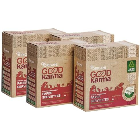 Origami Good Karma 2 Ply Unbleached Sustainable Tissue Paper Napkins - Pack Of 4 (50 Pulls Per Pack)