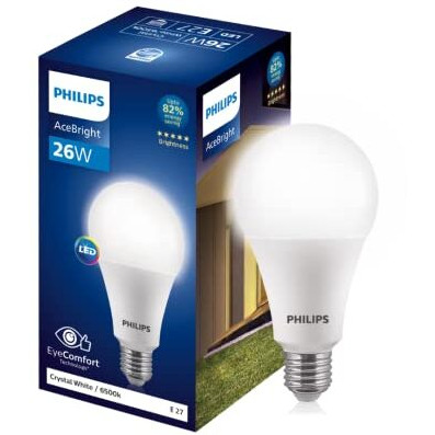 Philips 26-Watt Led Bulb |Acebright High Wattage Led Bulb| Base E27 Light Bulb For Home | Crystal White, Pack Of 1