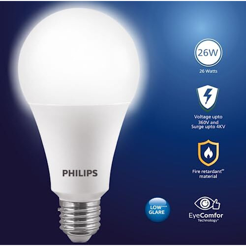 Philips 26-Watt Led Bulb |Acebright High Wattage Led Bulb| Base E27 Light Bulb For Home | Crystal White, Pack Of 1