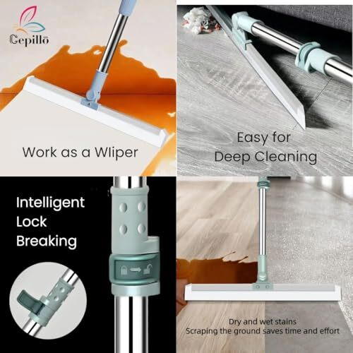 Cepillo Multifunctional Magic Broom Sweeper | Detachable Indoor Cleaning Broom | Silicone Floor Squeegee Broom With Extended Handle | 180-Degree Rotatable Wiper (3 In 1)