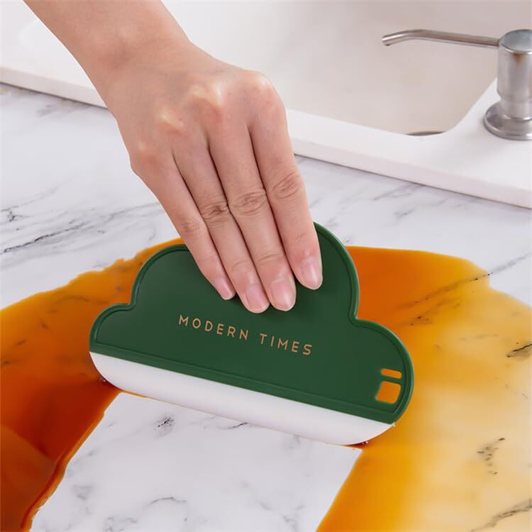 Kunya Multi Purpose Silicone Squeegee With Hanging Hook Water Blade For Cleaning Bathroom Shower Mirror Glass Kitchen Countertop Car Windows Wiper Scraper Waterblade Cleaner Tool (Pack Of 2) (Round)