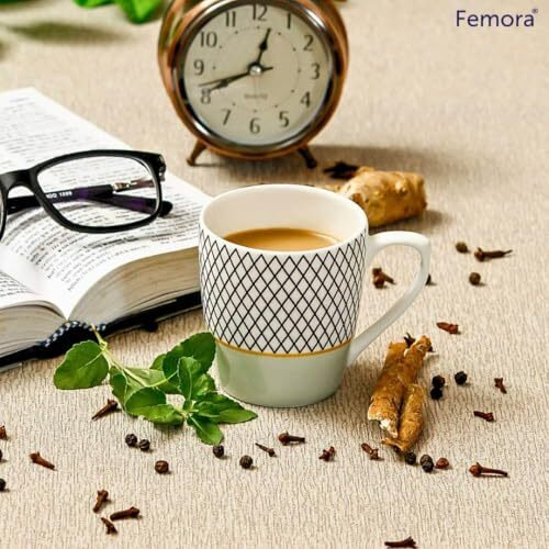 Femora Handcrafted Ceramic Coffee & Tea Cup Set Of 6, 160 Ml, Multicolor