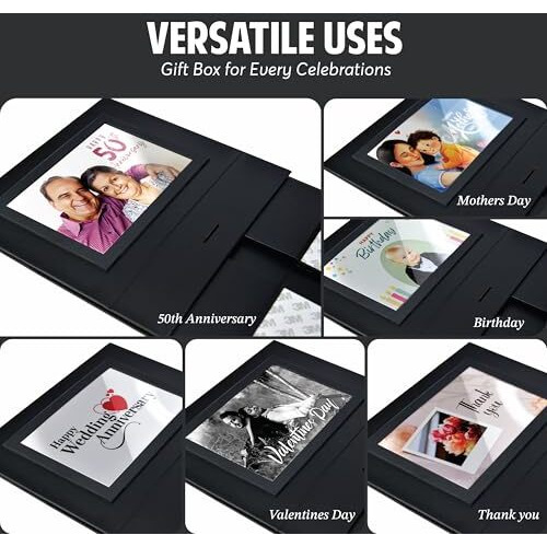 Rbs - Rigid Box Sivakasi Cardboard Personalized Gift Boxes For Packaging (23 X 16 X 10Cm) Gift Box (1 Pack) Photo Frame Gift Hampers Holds Up To 5 Kg Occasion Empty Gift Box(Black Photo Frame)